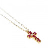 14K Yellow Gold Rubies & Diamond Chain With Cross Pendant