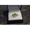 925 Sterling Silver Peridot & Tsavorite Ring Size 6.5