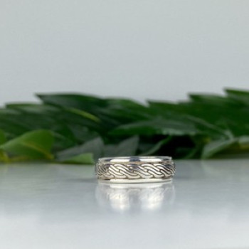 Men'S 925 Sterling Silver Band Ring Size 12.5