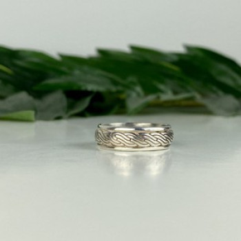 Men'S 925 Sterling Silver Band Ring Size 12.5