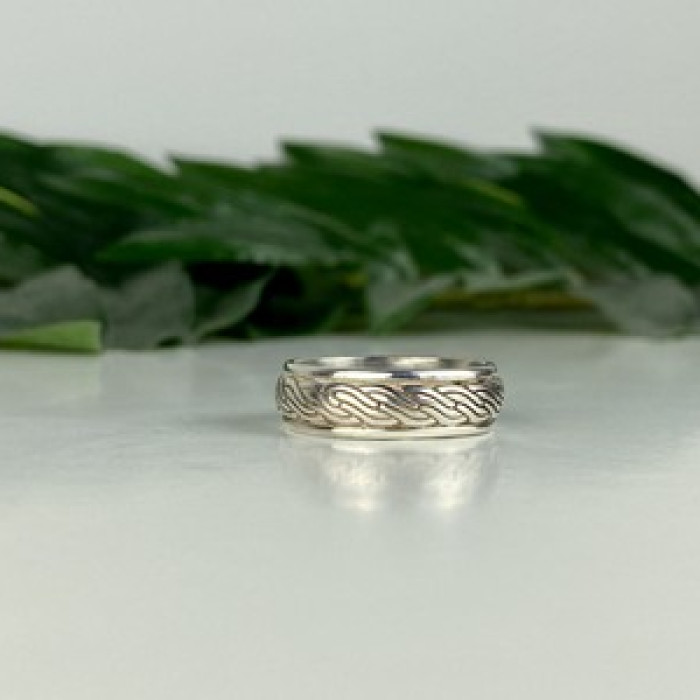 Men'S 925 Sterling Silver Band Ring Size 12.5