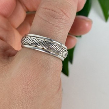 Men'S 925 Sterling Silver Band Ring Size 12.5