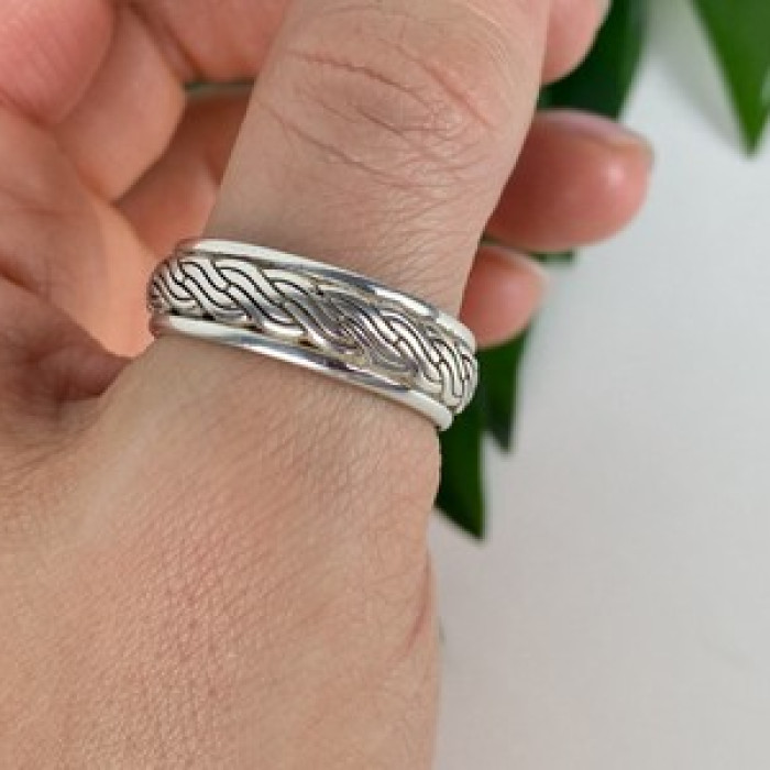 Men'S 925 Sterling Silver Band Ring Size 12.5