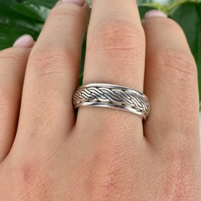 Men'S 925 Sterling Silver Band Ring Size 12.5