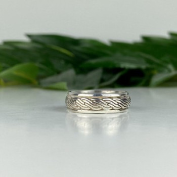 Men'S 925 Sterling Silver Band Ring Size 12.5