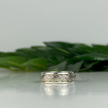 Men'S 925 Sterling Silver Band Ring Size 12.5