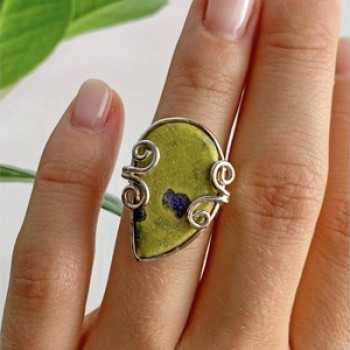 925 Sterling Silver Jasper Ring Size 5.5