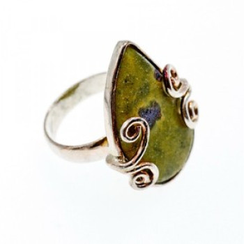 925 Sterling Silver Jasper Ring Size 5.5