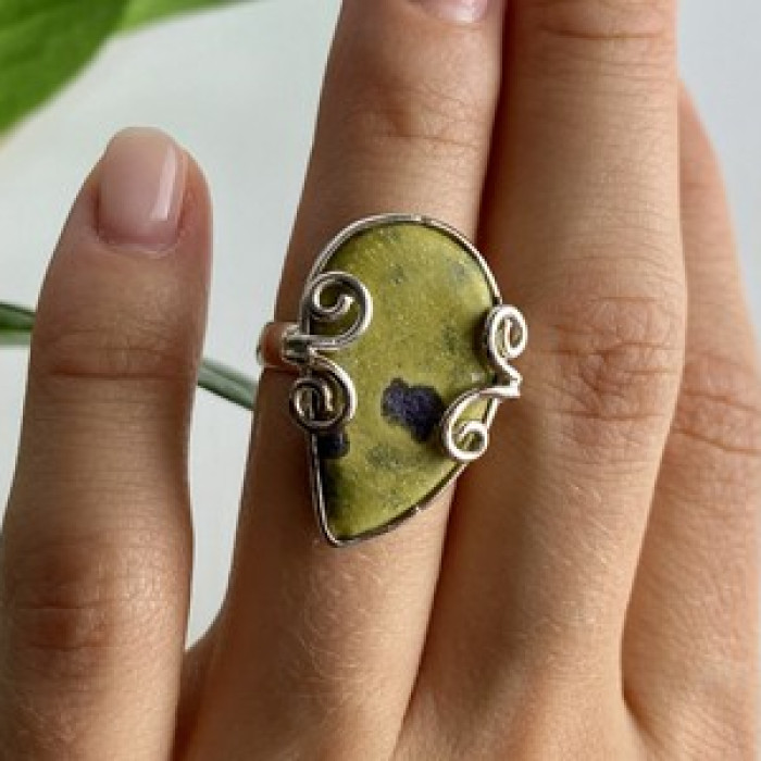 925 Sterling Silver Jasper Ring Size 5.5