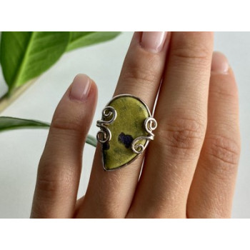 925 Sterling Silver Jasper Ring Size 5.5