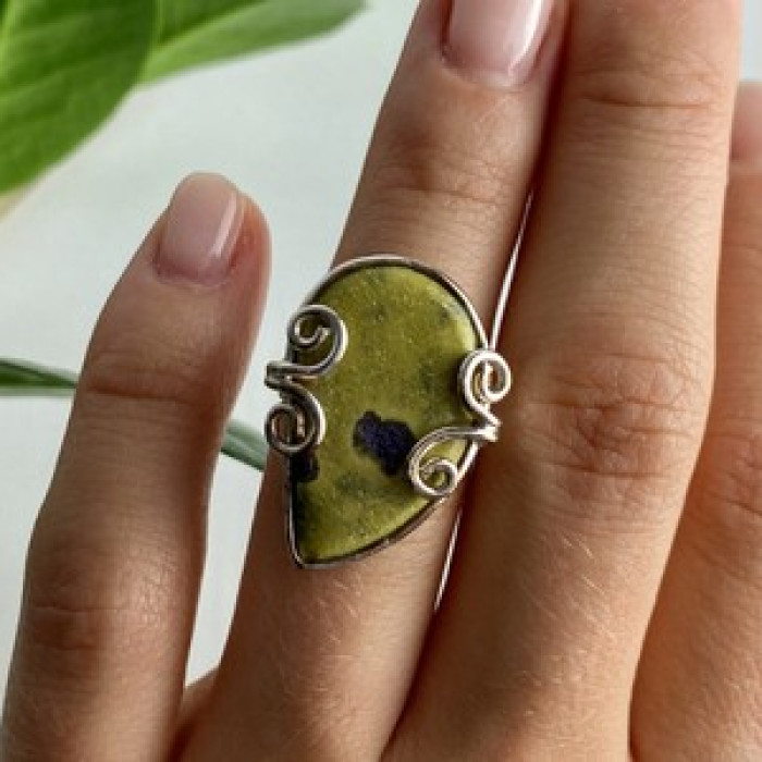 925 Sterling Silver Jasper Ring Size 5.5