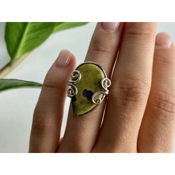 925 Sterling Silver Jasper Ring Size 5.5
