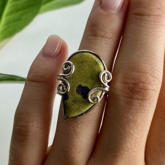 925 Sterling Silver Jasper Ring Size 5.5