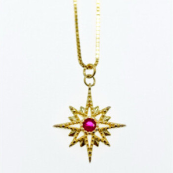 925 Sterling Silver Gold Plated Ruby 
