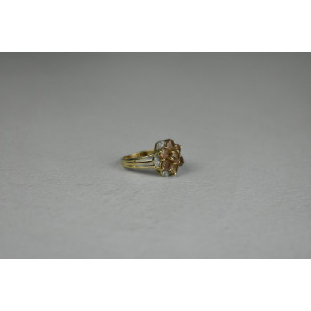 925 Sterling Silver Gold Plated Hessonite & Quartz Ring Size 6.5