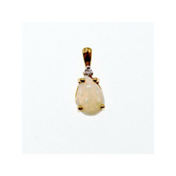 10K YELLOW GOLD OPAL & DIAMOND PENDANT