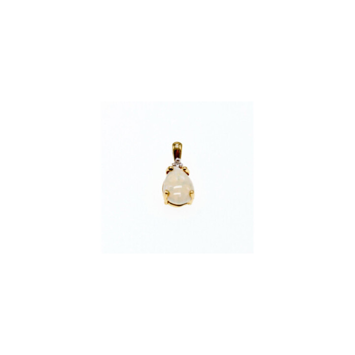 10K YELLOW GOLD OPAL & DIAMOND PENDANT