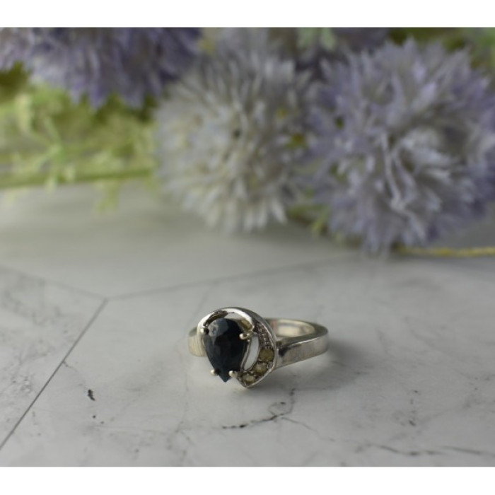 925 Sterling Silver Spinel & Quartz Ring Size 6.5