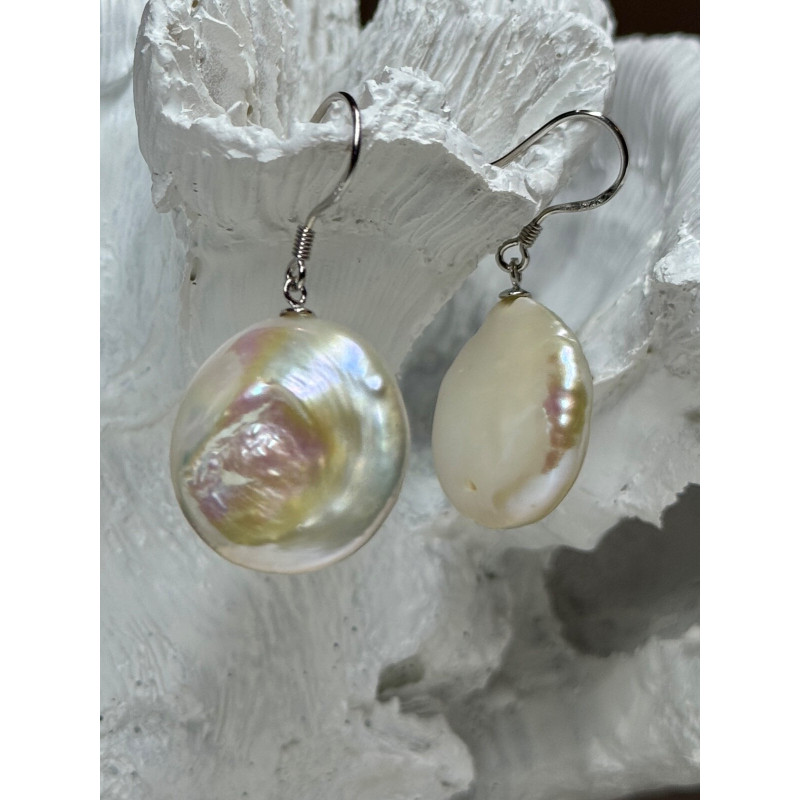 925 STERLING SILVER FRESH WATER PEARL EARRINGS LENGTH 1.8 Inch