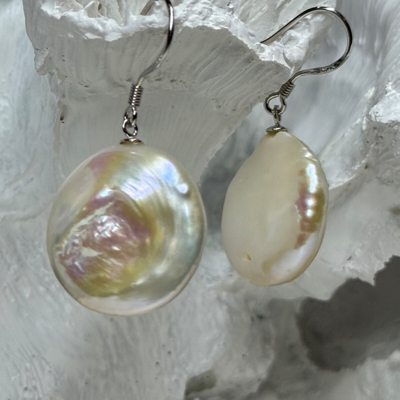 925 Sterling Silver Fresh Water Pearl Earrings Length 1.8 Inch