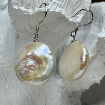 925 Sterling Silver Fresh Water Pearl Earrings Length 1.8 Inch