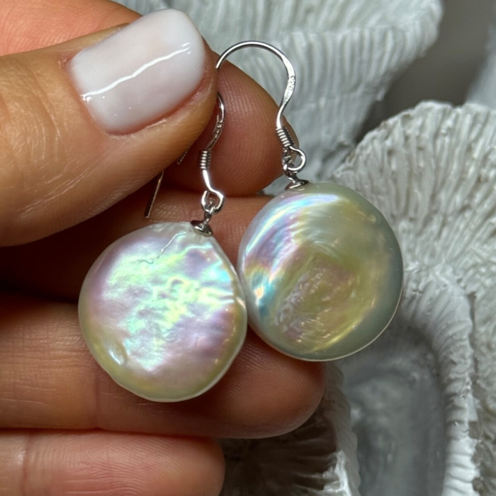 925 Sterling Silver Fresh Water Pearl Earrings Length 1.8 Inch