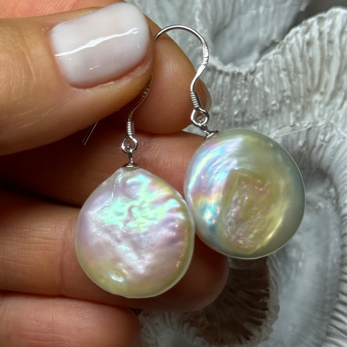 925 Sterling Silver Fresh Water Pearl Earrings Length 1.8 Inch