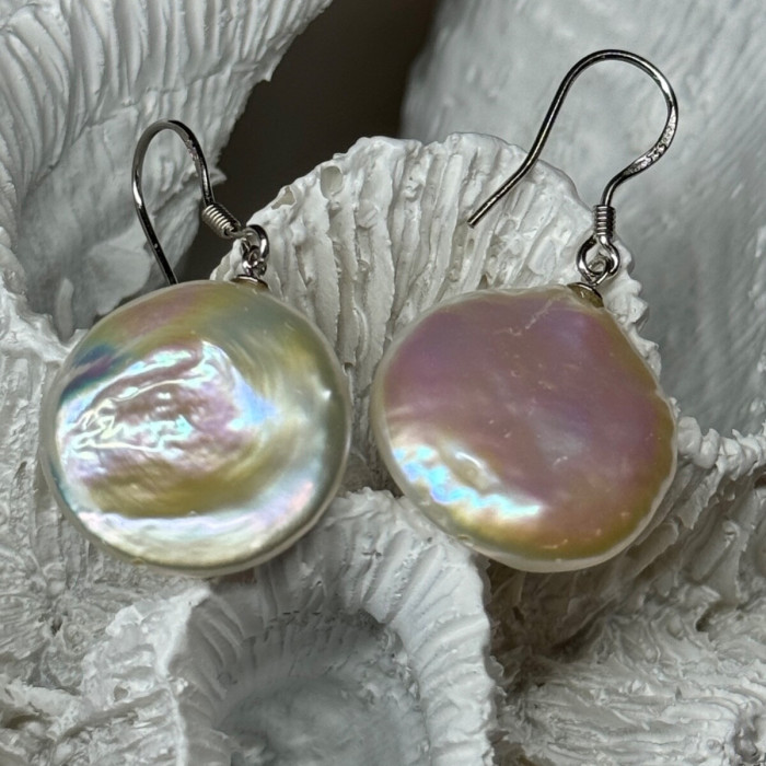 925 Sterling Silver Fresh Water Pearl Earrings Length 1.8 Inch