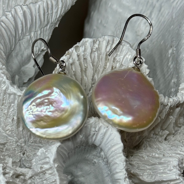 925 Sterling Silver Fresh Water Pearl Earrings Length 1.8 Inch