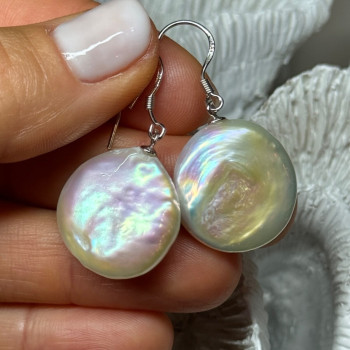 925 Sterling Silver Fresh Water Pearl Earrings Length 1.8 Inch
