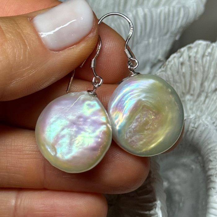 925 Sterling Silver Fresh Water Pearl Earrings Length 1.8 Inch
