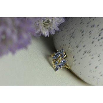 14K YELLOW GOLD TANZANITE & DIAMOND RING SIZE 10