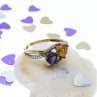 10K Yellow / White Gold Amethyst & Heliodor Ring Size 5.5