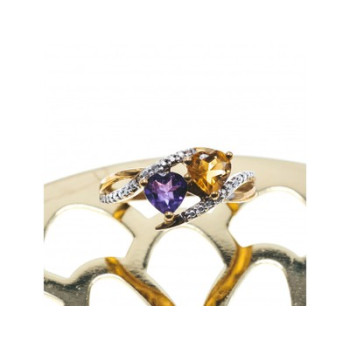 10K YELLOW / WHITE GOLD AMETHYST & HELIODOR RING SIZE 5.5