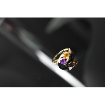 10K YELLOW / WHITE GOLD AMETHYST & HELIODOR RING SIZE 5.5
