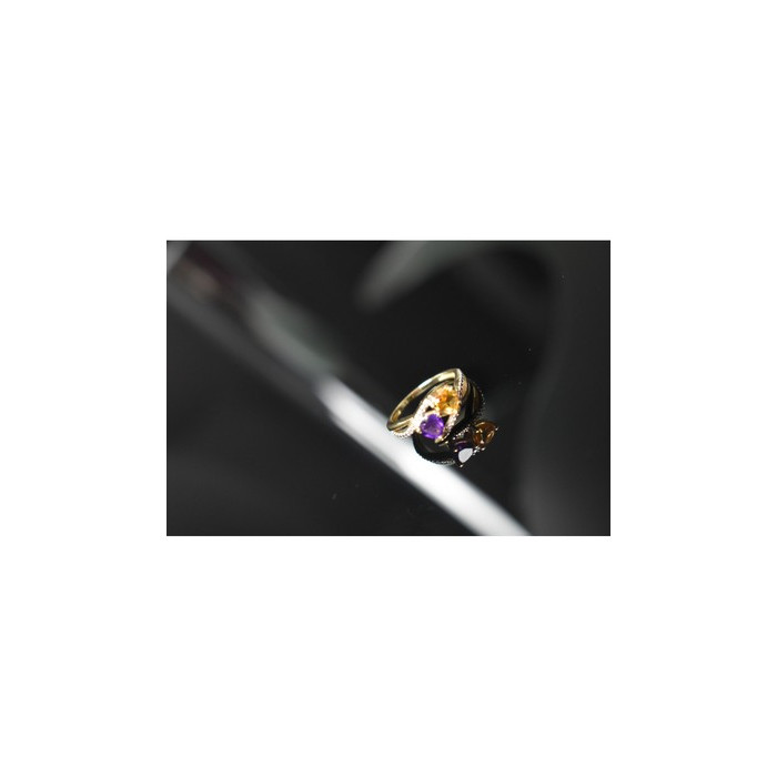 10K YELLOW / WHITE GOLD AMETHYST & HELIODOR RING SIZE 5.5