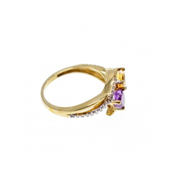10K YELLOW / WHITE GOLD AMETHYST & HELIODOR RING SIZE 5.5