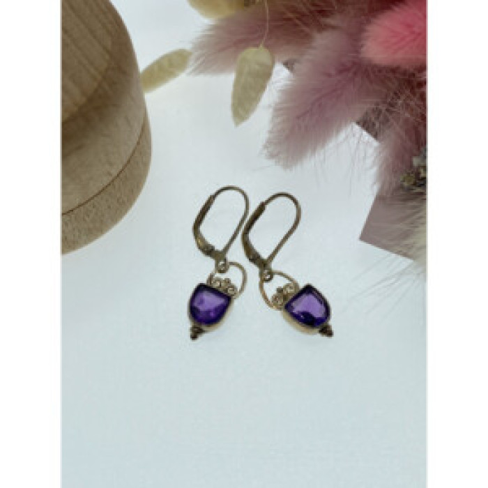 Vintage 925 Sterling Silver Tanzanite Earrings