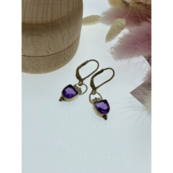 Vintage 925 Sterling Silver Tanzanite Earrings