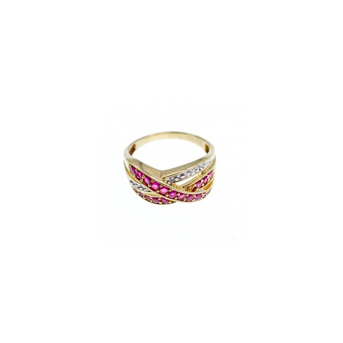 10K YELLOW GOLD RUBY & WHITE SAPPHIRE RING SIZE 10