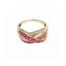 10K YELLOW GOLD RUBY & WHITE SAPPHIRE RING SIZE 10
