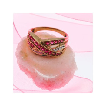 10K YELLOW GOLD RUBY & WHITE SAPPHIRE RING SIZE 10