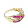 10K Yellow Gold Ruby & White Sapphire Ring Size 10
