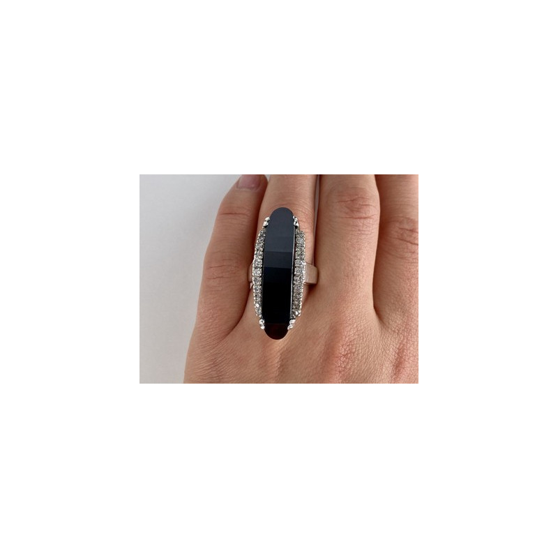 925 STERLING SILVER NEPHRITE & QUARTZ RING SIZE 8