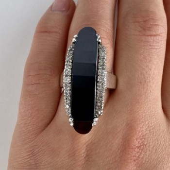 925 Sterling Silver Nephrite & Quartz Ring Size 8