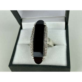 925 STERLING SILVER NEPHRITE & QUARTZ RING SIZE 8