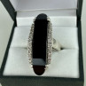 925 Sterling Silver Nephrite & Quartz Ring Size 8