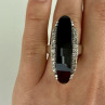 925 Sterling Silver Nephrite & Quartz Ring Size 8