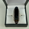 925 Sterling Silver Nephrite & Quartz Ring Size 8