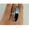 925 STERLING SILVER NEPHRITE & QUARTZ RING SIZE 8